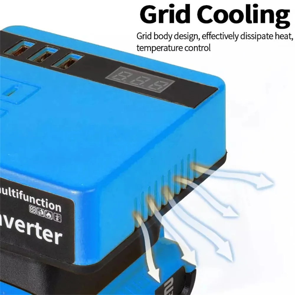 120W 電動工具バッテリーインバーター DC 18-21V - AC 220V 屋外作業用インバーター DC-AC 変換 デウォルト、マキタ、ミルウォーキー対応