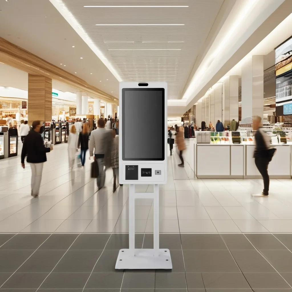 آلة قارئ الباركود التعرف على الوجه 21.5-32 بوصة Full HD لمطعم الوجبات السريعة الساخن بيع طلب الطعام في الأماكن المغلقة