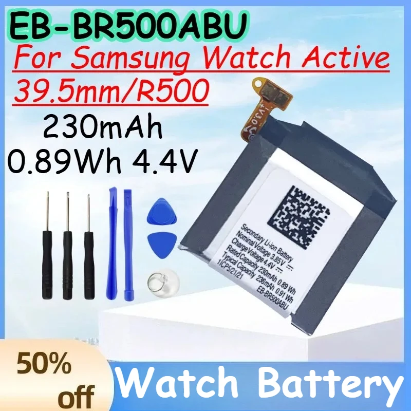 

EB-BR500ABU 230mAh 0.89Wh 4.4V Battery for Samsung Watch Active 39.5mm/R500 Replace Mobile Phone Battery+Free Tools