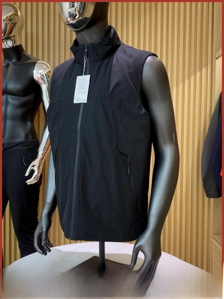 

Outdoor Men's aphene down Vest Windproof Water-resistant Warmth Layering Trendy Polyester Fiber White Du down Filling