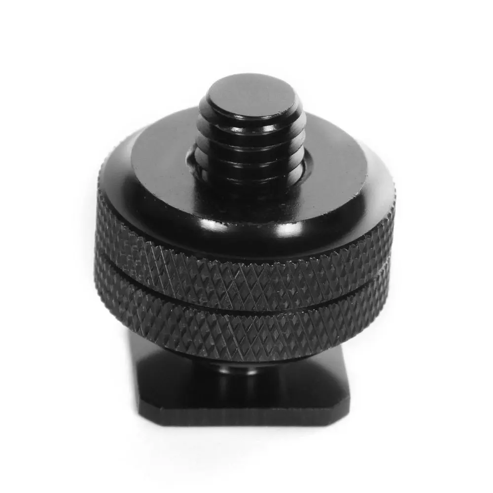 

1/4 Inch Black Double Layer Metal Hot Shoe Adapter, Cold Shoe Mount Bracket for Camera Flash Microphone