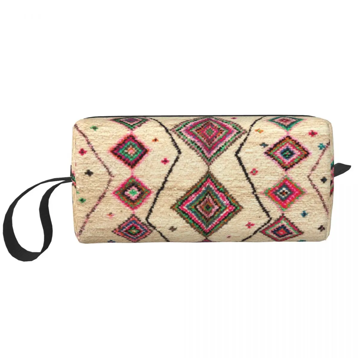 Moroccan Berber Boho Style Toiletry Bag Cute Antique Bohemian Geometric Makeup Cosmetic for Beauty Storage Dopp Kit Case