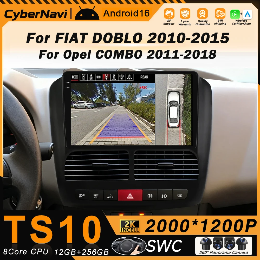 Android Auto Car Radio For FIAT DOBLO 2010-2015/COMBO 2011-2018 Carplay Stereo Multimedia Player AI Voice 5G WIFI Player Screen