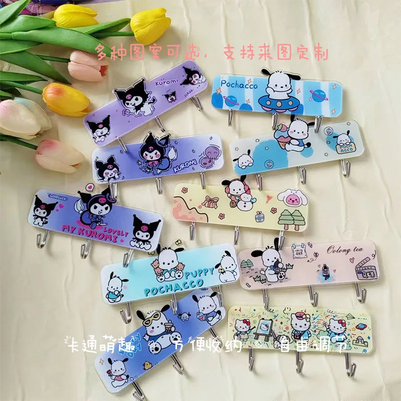 Kawaii Sanrio Hook Pochacco Kuromi Cartoon Anime Cute Student Dormitory Bedroom Kitchen Wall Bull Hook Toys Girls Gifts