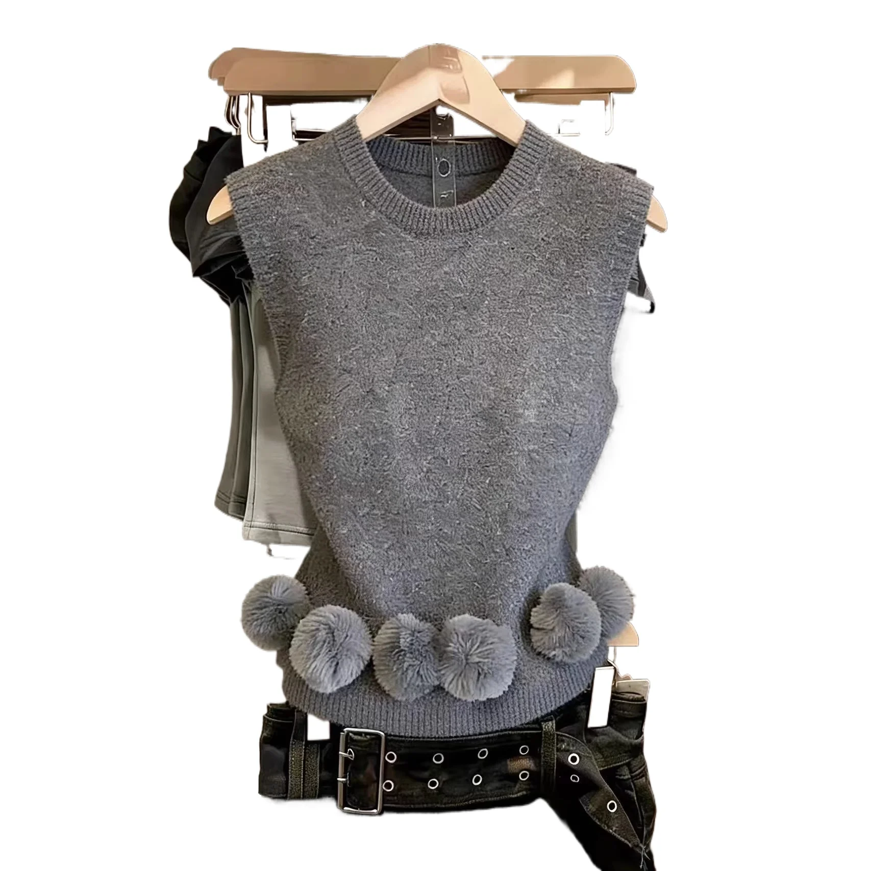Spring and Summer 2026 New Temperament Spice Girl Unique Personality Explosion Solid Color Elegant Crew Neck Sweater Women