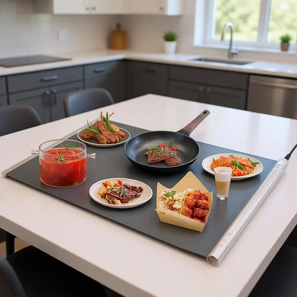 

Electric Extra Large Food Warming Mat for Countertop, Fast Heating Warming Tray for Buffets Party, 3 Level Temperature Heating M