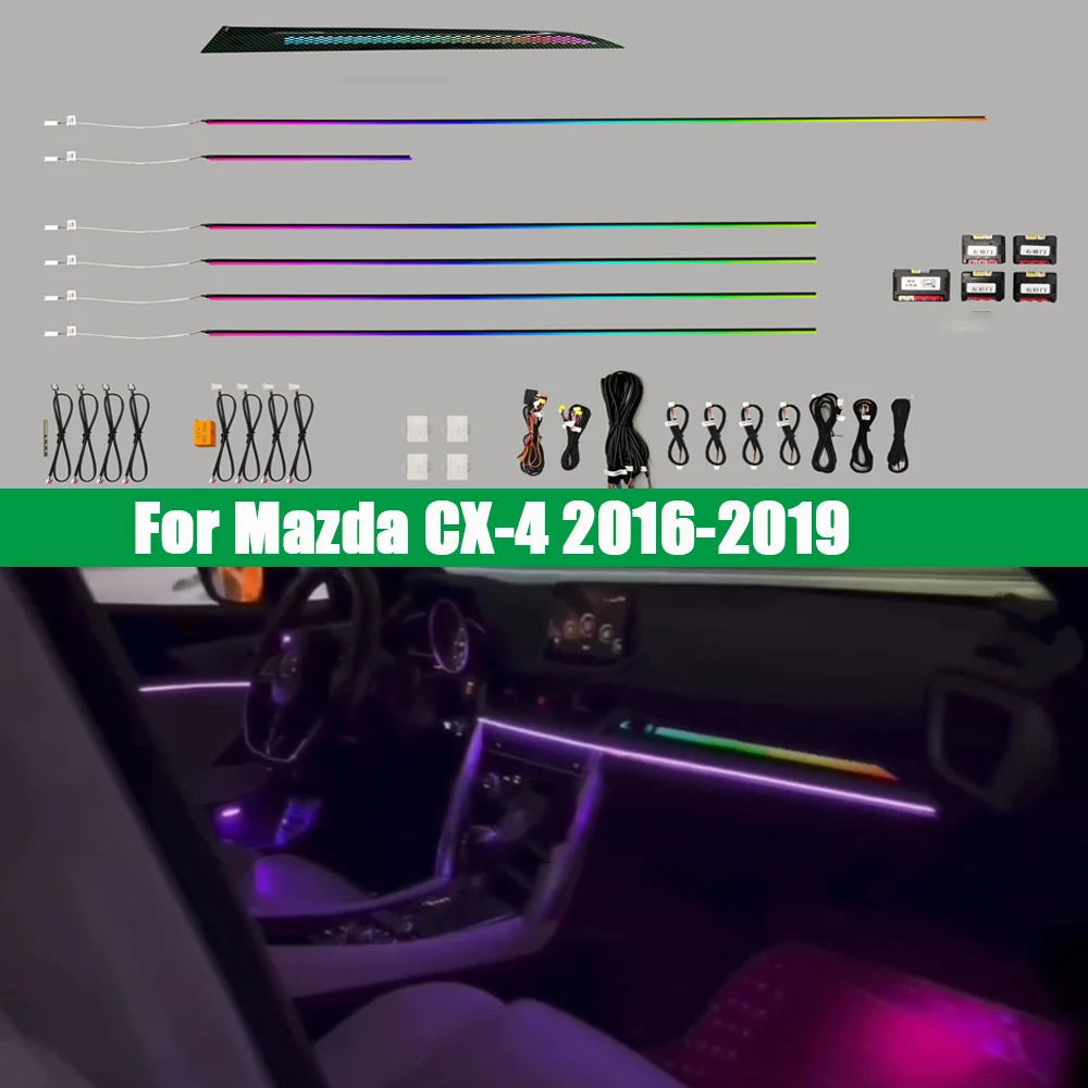 Symphony Ambient Light LED Atmosphere Lamp For Mazda CX-4 2016-2021 Dedicated Button Control Front Dashboard Strip Light
