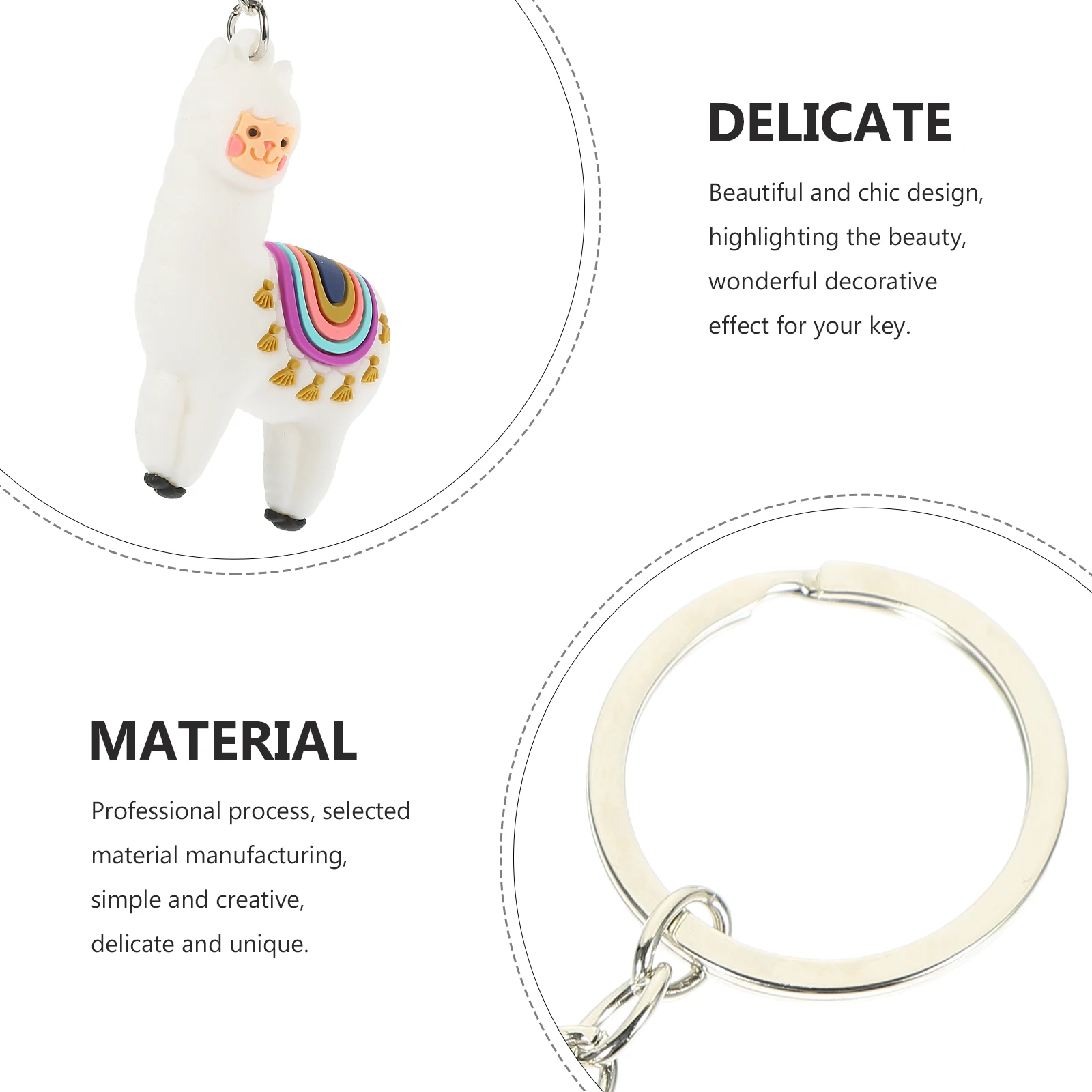 3pcs Alpaca Keychain White Cartoon Animal Hanging Key Ring Pendant for Women Bag Decor Luxury DIY Charm Party Gifts
