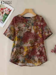 ZANZEA Bohemian Floral Printed Blouse Summer Women Short Sleeve Holiday Shirt Fashion Casual Loose Blusas Oversize Chemise 2024