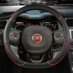 Car Steering Wheel Cover Microfiber Leather For Fiat Panda 2013 2015 2017 2019 2020 2021 2022 Auto Accessories