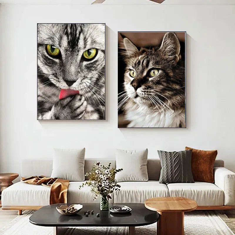 HUACAN 5D Diamond Painting Cat Animal Cross Stitch Kit Full Drill Embroidery Mosaic Art Picture Of Rhinestones Home Decor Gift