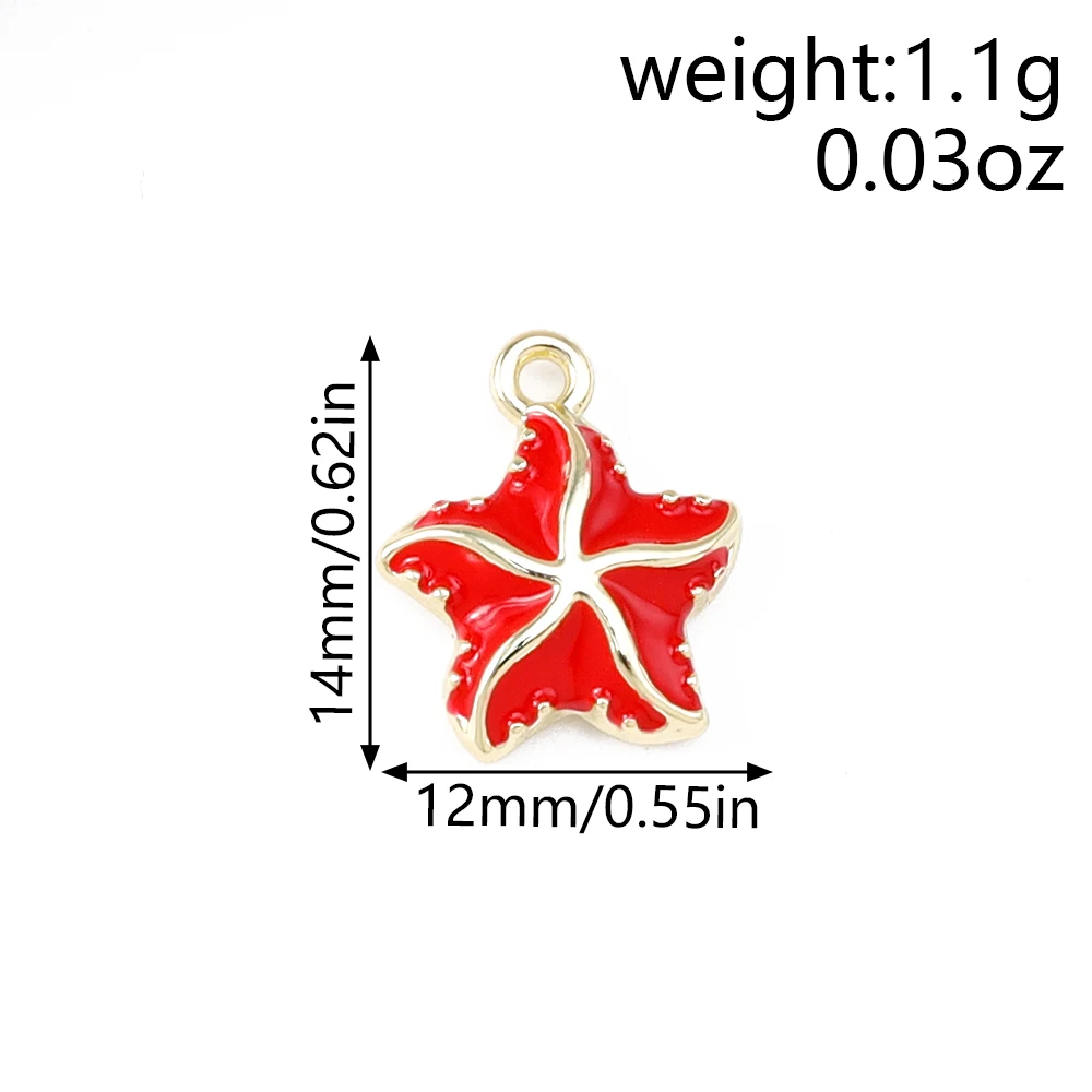 Leslie 5 Stück süße rote Mini-Ozeanfische, Delphin, Koralle, Seestern, Charm-Perlen für Sterlingsilber, Armband, Schmuckherstellung, DIY – Detail 10