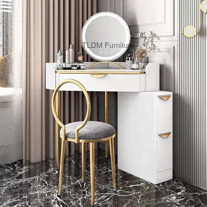 

Bedroom Modern Light Luxury Slate Dressers Nordic Home Furniture Simple Wood Corner Dressing Table Designer Storage Makeup Table