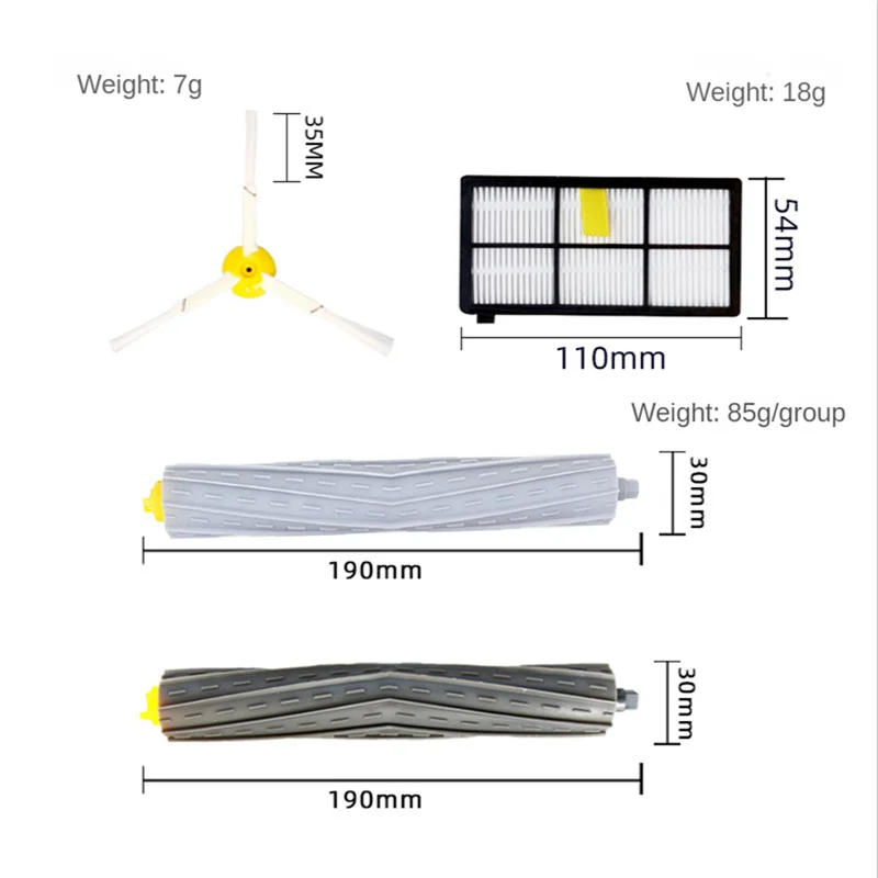 Suitable for 800 860 870 880 980 Washable Rubber Brush Main Brush Roller Brush Side Brush Filter