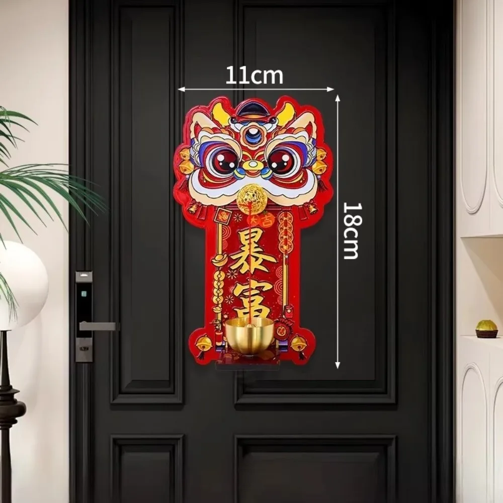 

Gifts Red Dopamine Magnetic Doorbell Home Decor New Year Decorate Cartoon Lion Doorbell Lion Dance Suction Front Door Bells