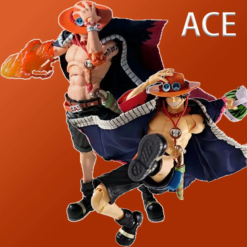 Anime-Charakter One Piece Portgas D Ace Bewegliche Actionfigur Modellbausatz Desktop-Ornament Deko Otaku Sammlerstück Spielzeug Geschenk