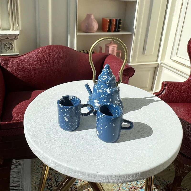 1/12 Dollhouse Simulation Mini Teapot Teacup Tea Set Model Dollhouse Living Room Decoration Dolls House Scene Photo Props