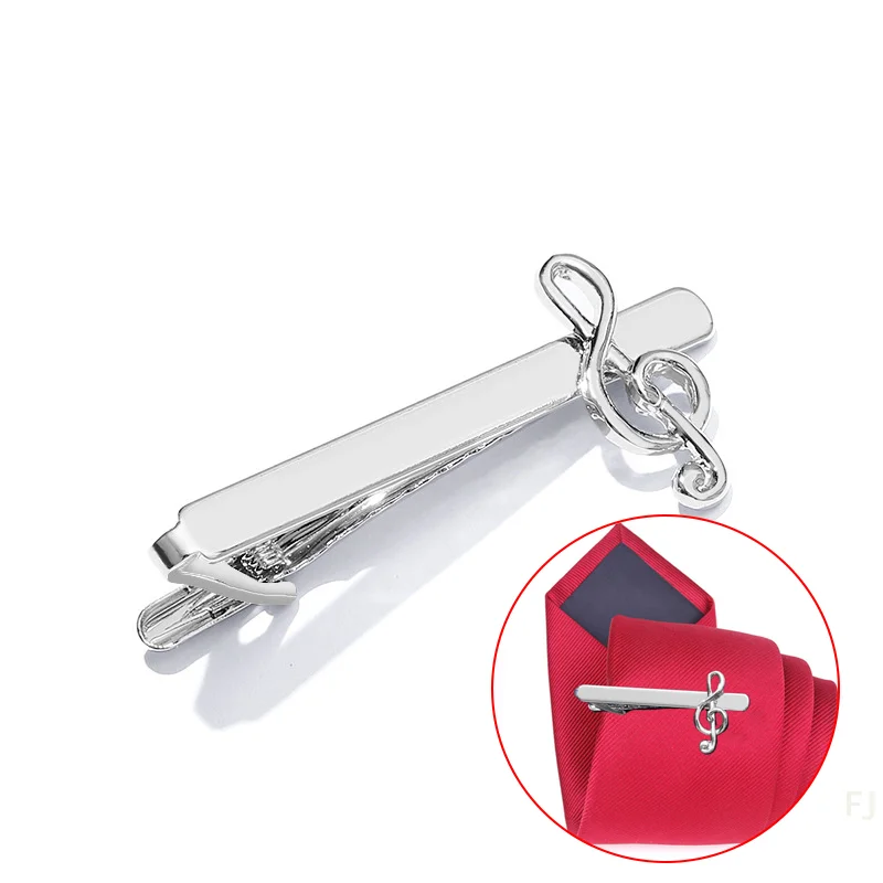 

YU] Модный мужской зажим для галстука с музыкальной нотой, серебряный деловой галстук, эффектный декор, ювелирные изделия