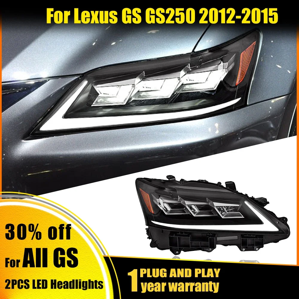 

For Lexus GS GS200 GS350 GS450 2012-2015 LED Car Front Lamps Assembly Upgrade Three Projector Lens Auto Headlights Accessories