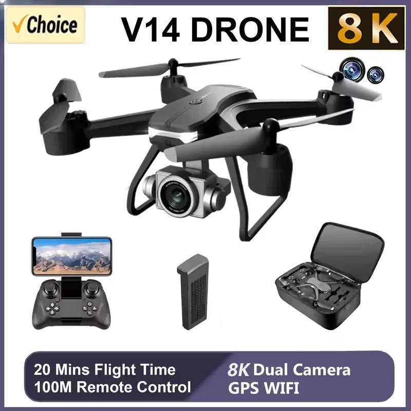 V14 Drone 5G Professional 8K High-Definition Dual Camera GPS Wide Angle Aerial Photography Brushless Motor Quadcopter Helicopter