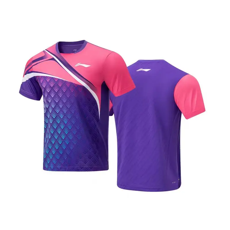 Customized table tennis T-shirts for men and women Quick drying breathable badminton clothes soft and printed LOGO and name