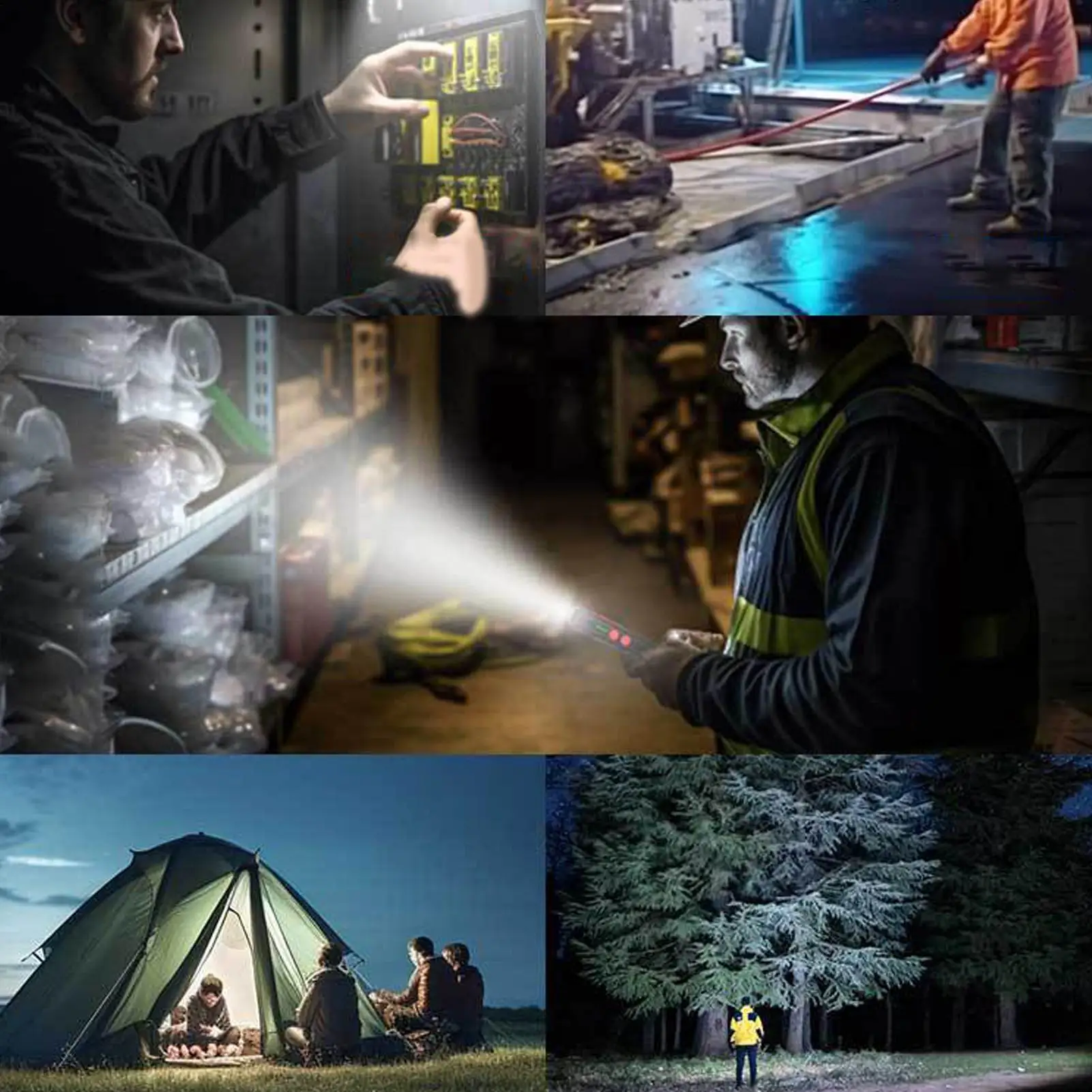 Multi-Angle Rotating Led Work Light Foldable Lamp Magnetic Cordless Flashlight for Outdoor Camping Automotive Workshop Fishing