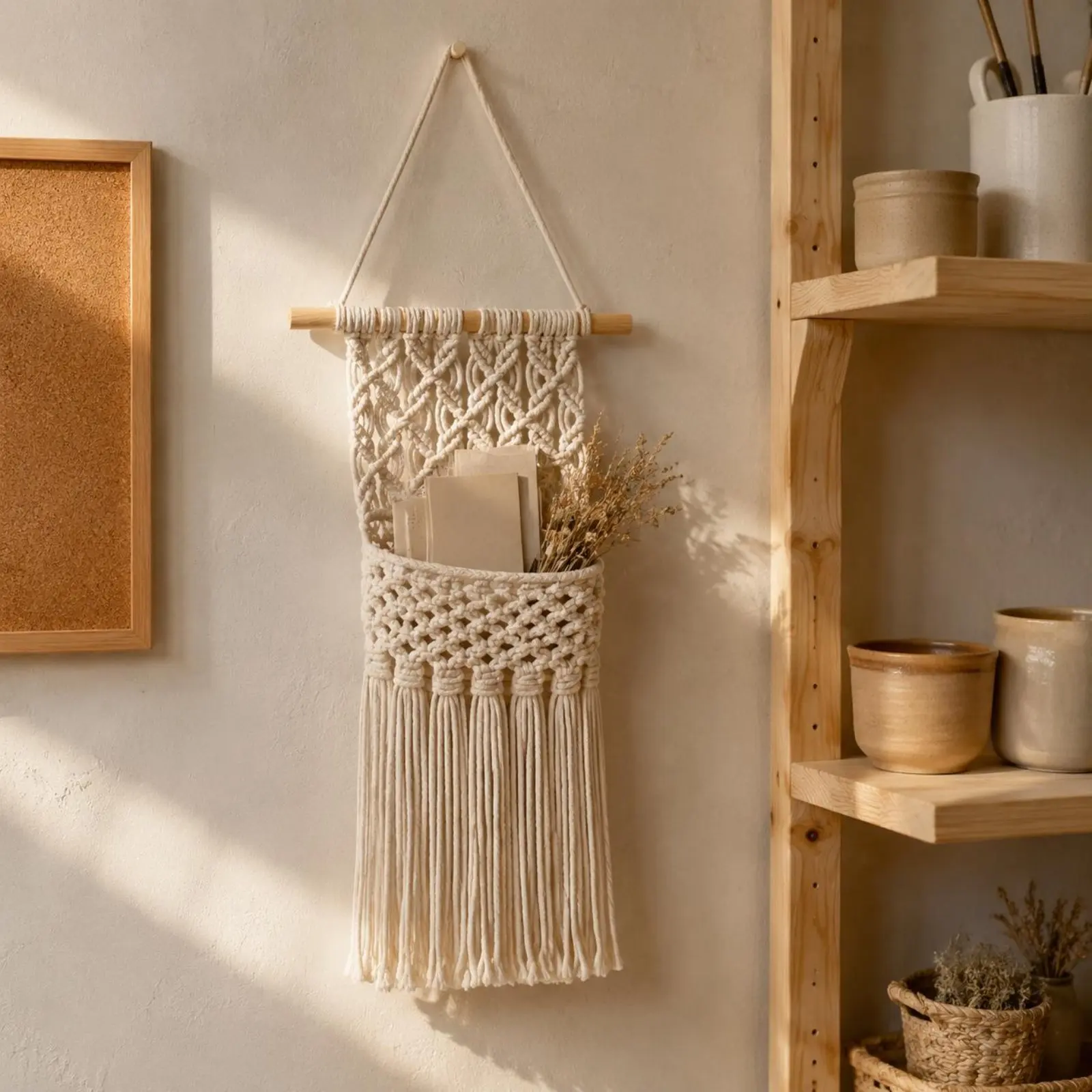 

Woven Wall Net Bohemian Design Woven Wall Decor Yarn Tapestry Cotton Cord Fringe Fringe