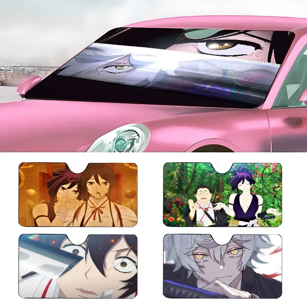 

ANIME H-Hell's ParadiseS Автомобильный солнцезащитный козырек, зонтик от солнца на лобовое стекло автомобиля, защита от ультрафиолета и внутренний охладитель