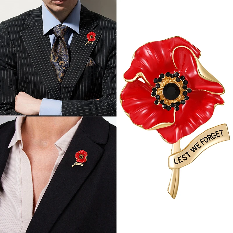 Red Poppy Pins Women Men New Flowers Brooch Pins Remembrance Day Veterans Day Memorial Day Boutonniere Pin Accessories