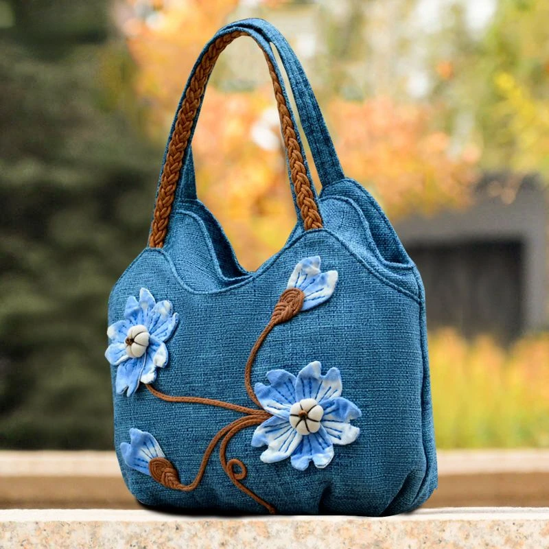 Handbag Women Chinese Style Antique and Ethnic Style Literary Women Bag Vintage Bag Hand-Woven Lady Bags