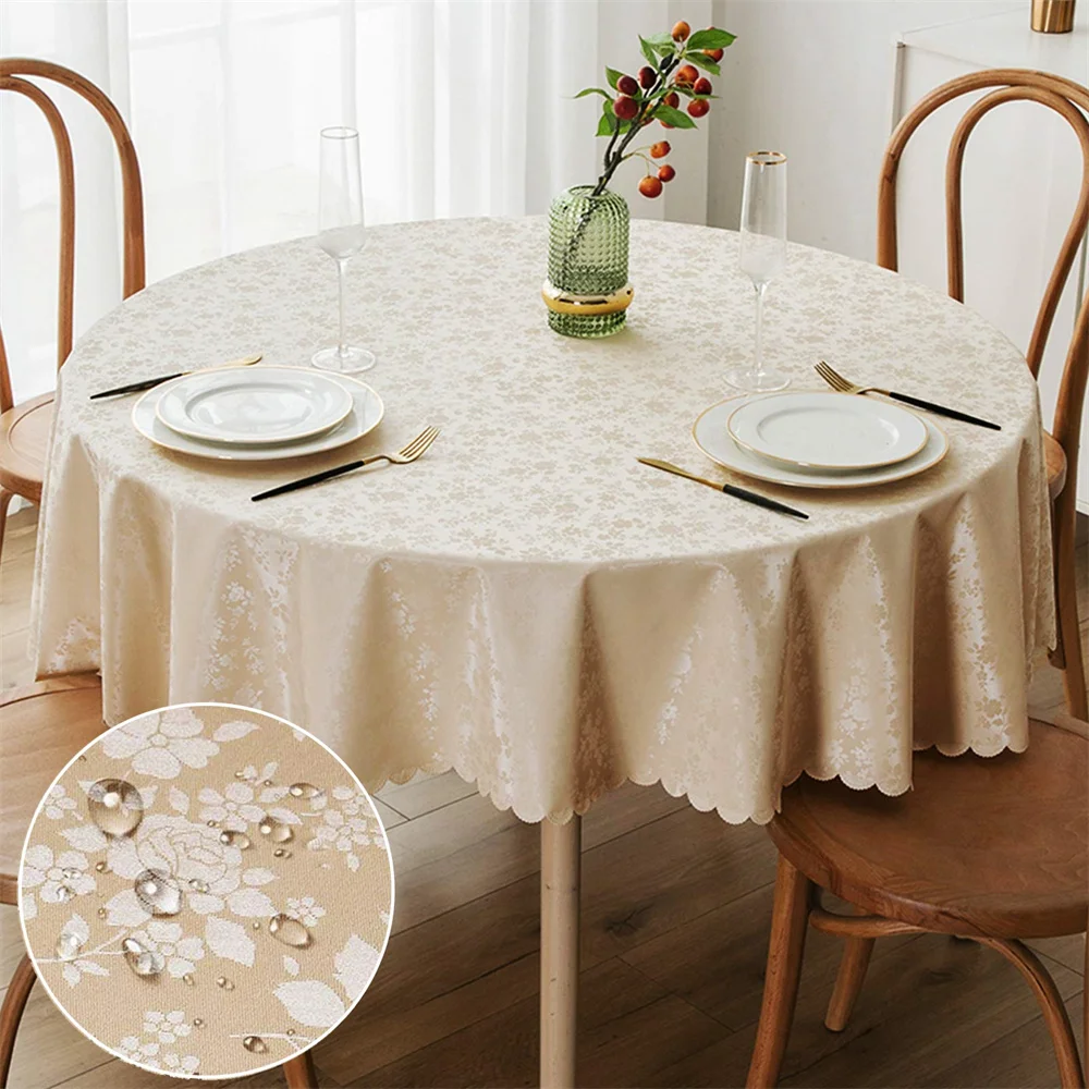 

Kitinjoy Round Vinyl Tablecloth 100% Waterproof Rectangle Table Cloth Tables Wipeable Table Cover For Kitchen Dinner Party Decor