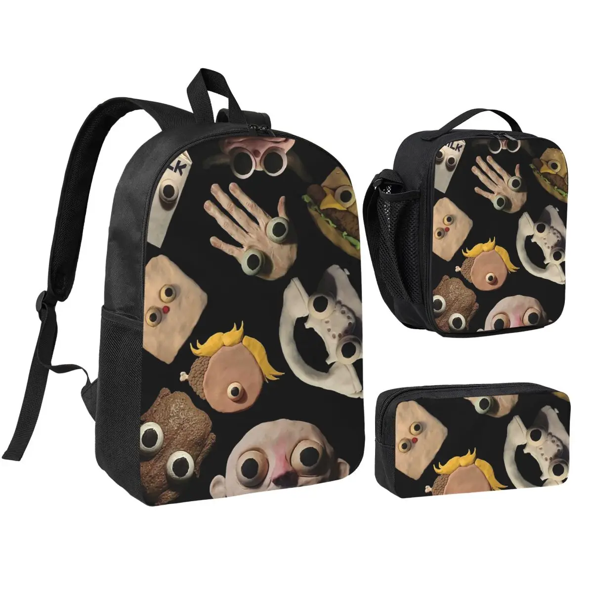 Jack Stauber Mix Backpack Student Boys Girls BookBag School Bag Computer Shoulder Bags 3ps Insulated Lunch Bag Pencil Case