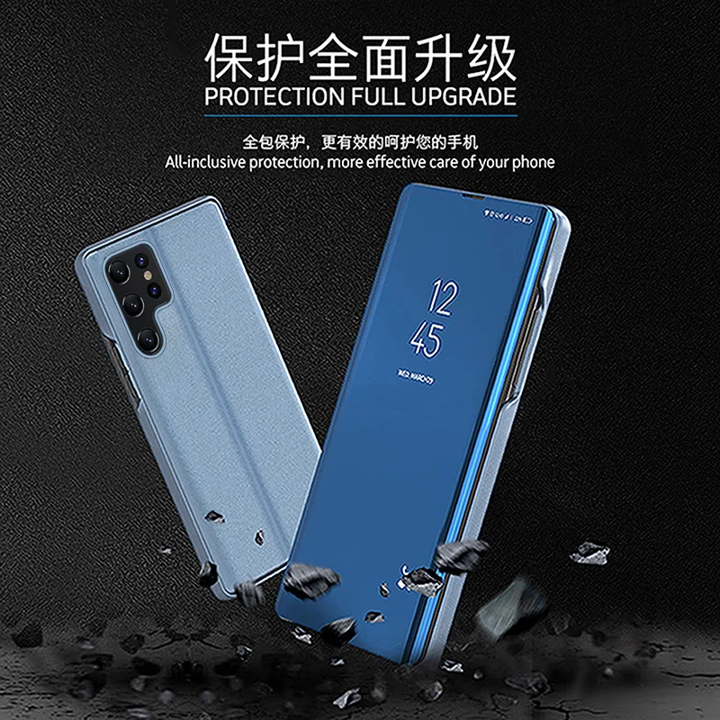 Funda con vista clara tipo espejo para Samsung Galaxy S26 Ultra S25 Edge S24 S23 S21 S20 FE S22 Plus + Note20, con soporte abatible 6