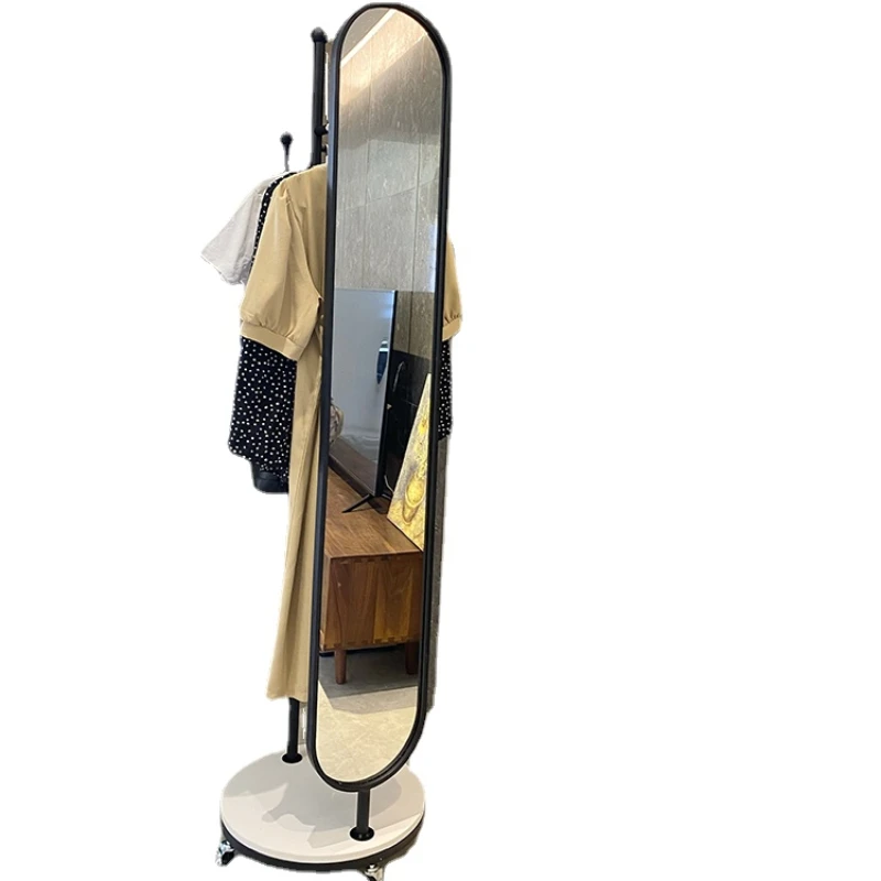 

Hxl Dressing Mirror Full-Length Mirror Floor Multi-Functional Rotatable Mobile Belt Clothes Rack Integrated