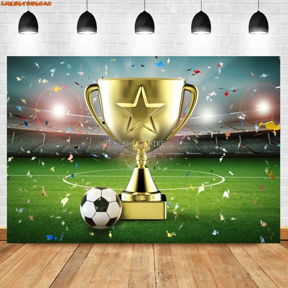 Soccer Field Photography Background Boy Football Communion Birthday Party Grassland Stadium Poster Baby Portrait Photo Backdrop