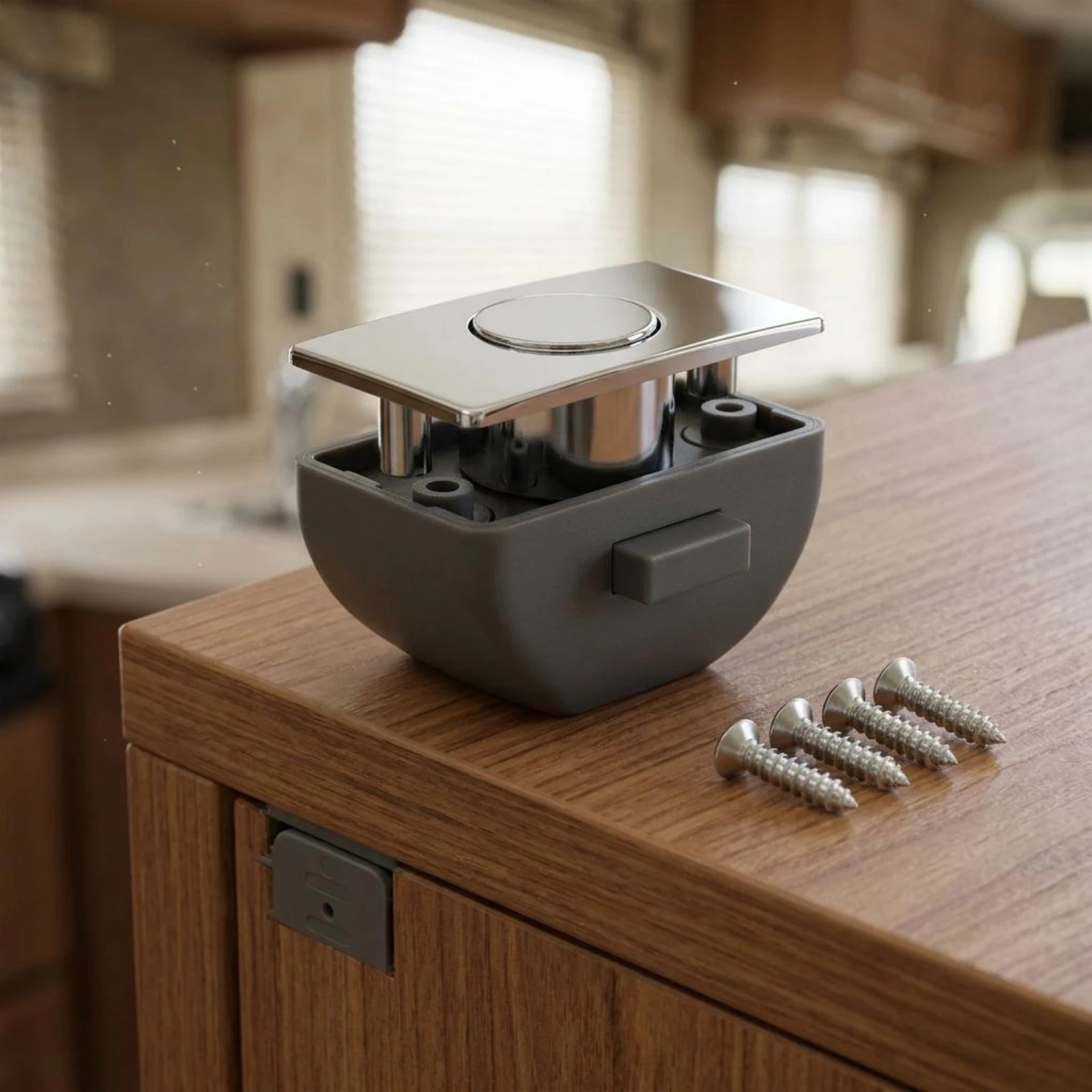 RV Cabinet Lock Handle Function Push Button Drawer Lock Cabinet Drawer Latch Secure Hold Keyless Latch ABS Zinc Alloy