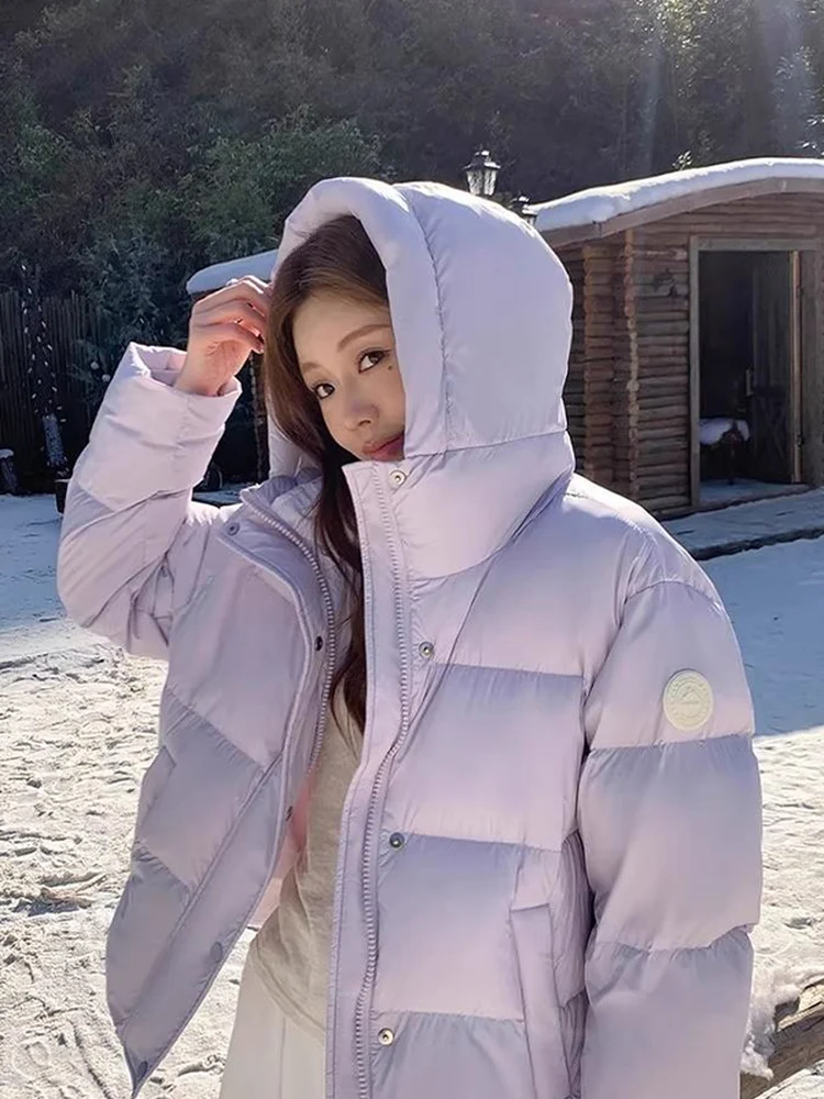 

Корейское высококачественное хлопковое пальто с капюшоном, женское зимнее теплое свободное хлопковое пальто с капюшоном, длинное свековое пальто на молнии