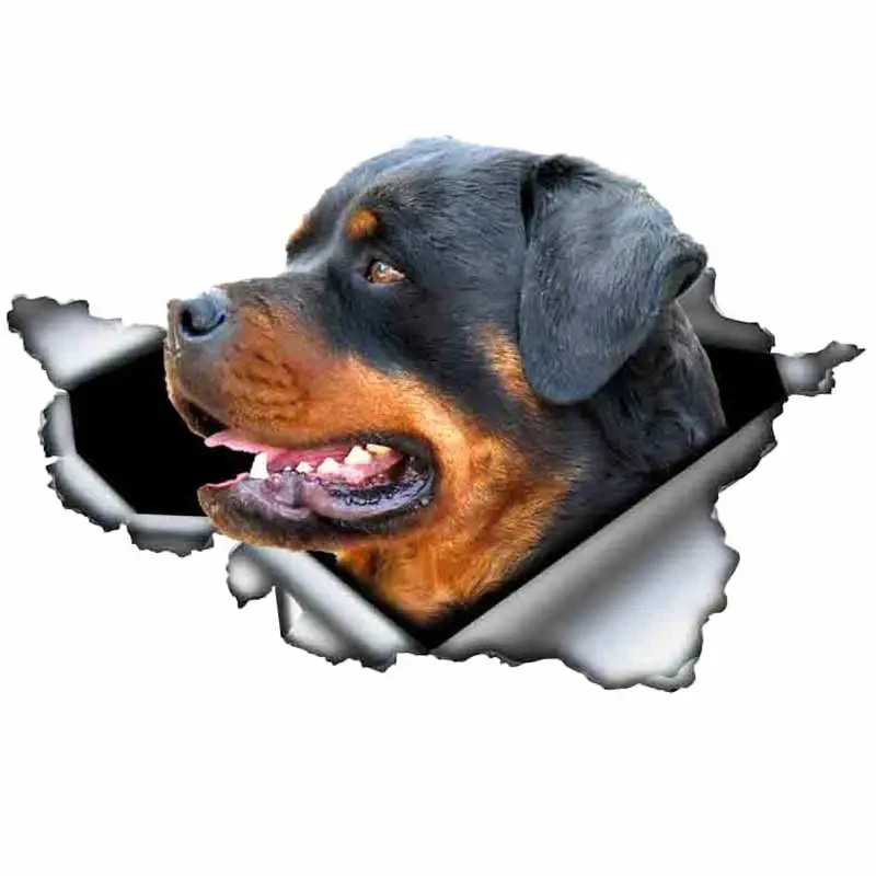 Funny Rottweiler Car Sticker Torn Metal Decal Reflective Stickers Pet Dog Decals 3D Rott Car Styling 13cm PVC KK
