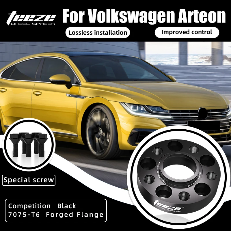 

Teeze 2/4pcs 5x112 57.1 M14 x 1.5 Hub Centric Black Forged wheel spacer For Volkswagen Arteon Flange Plate 15/20/25/30/35mm