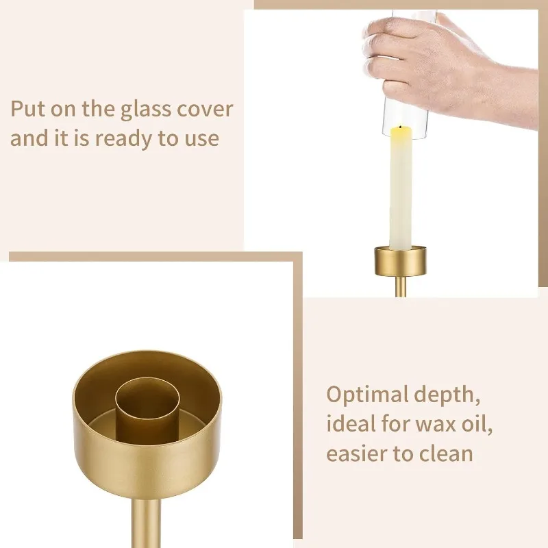 حامل شموع الإعصار لحفلات الزفاف: حامل شمعدان ذهبي 18 قطعة لقطع مركزية للطاولة - حامل عصا شموع زجاجية