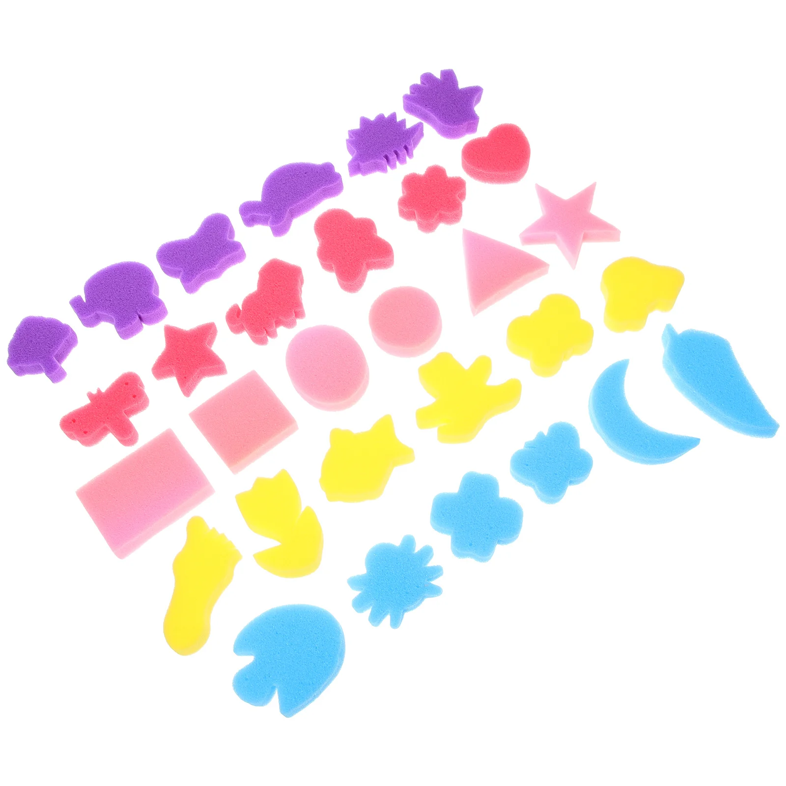 30pcs DIY Sponge Painting Animal Shaped Craft Sponge Assorted Pattern Early Learning Sponge for Kids (Mixed Pattern and Mixed Co
