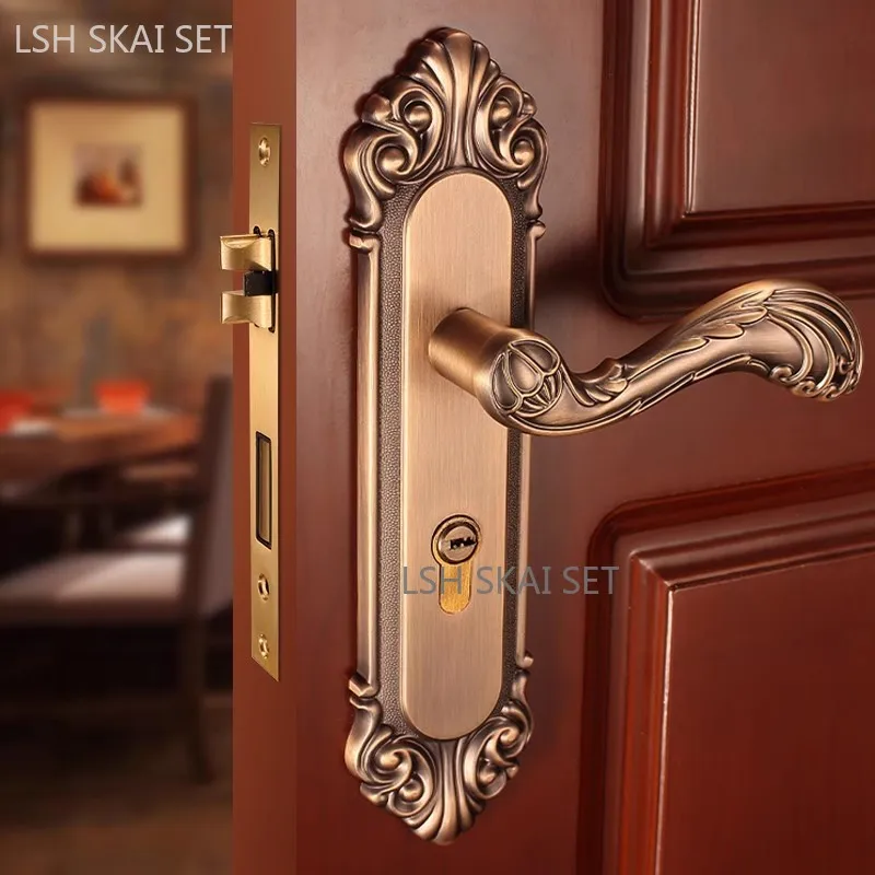 

European Bedroom Door Lock Zinc Alloy Mute Security Door Locks High Quality Double Sided Handle Lock with Key Household Hardware