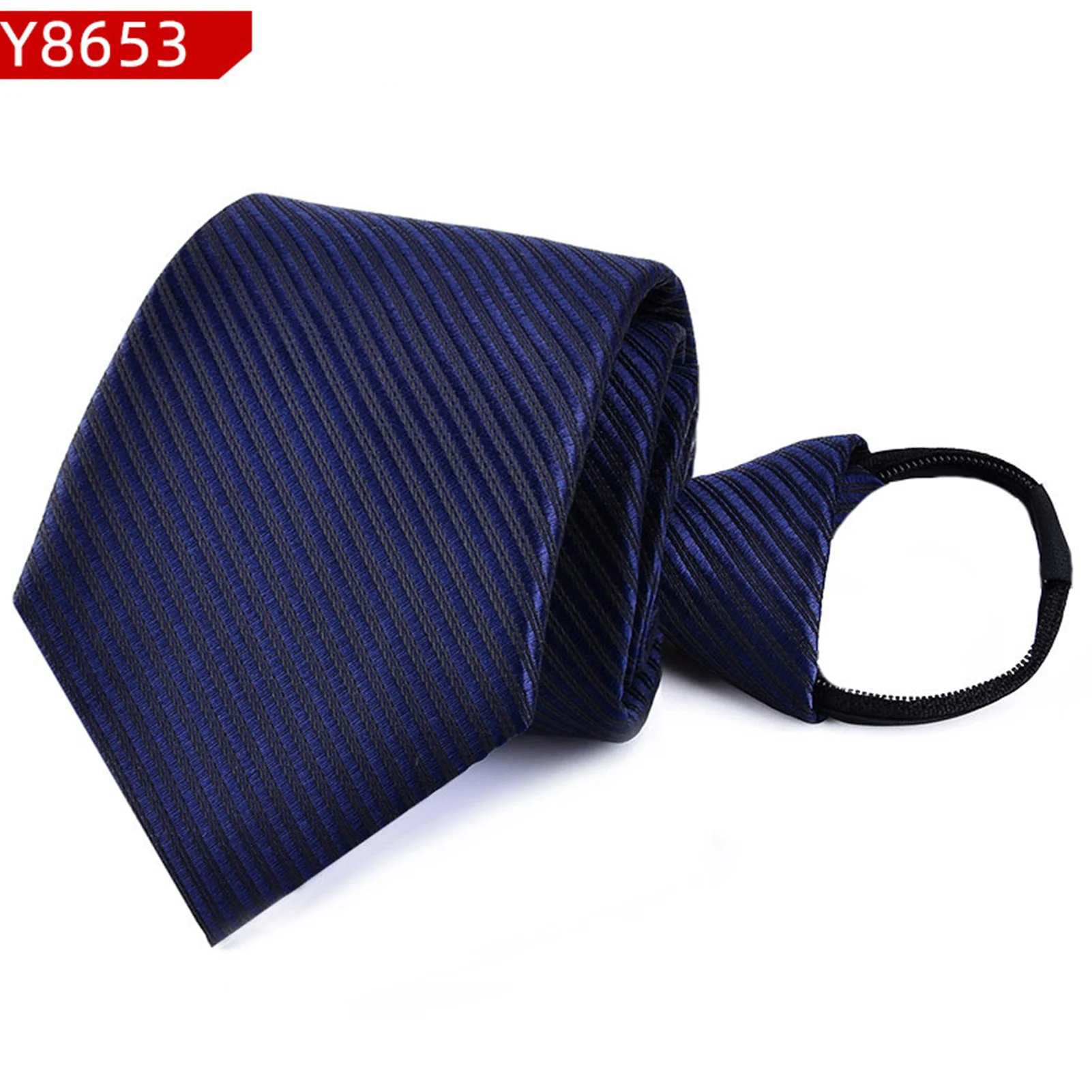 Zipper Tie n Business Accessory Soft Touch Polyester Yarn Business Neckties for Birthday Wedding Occasions