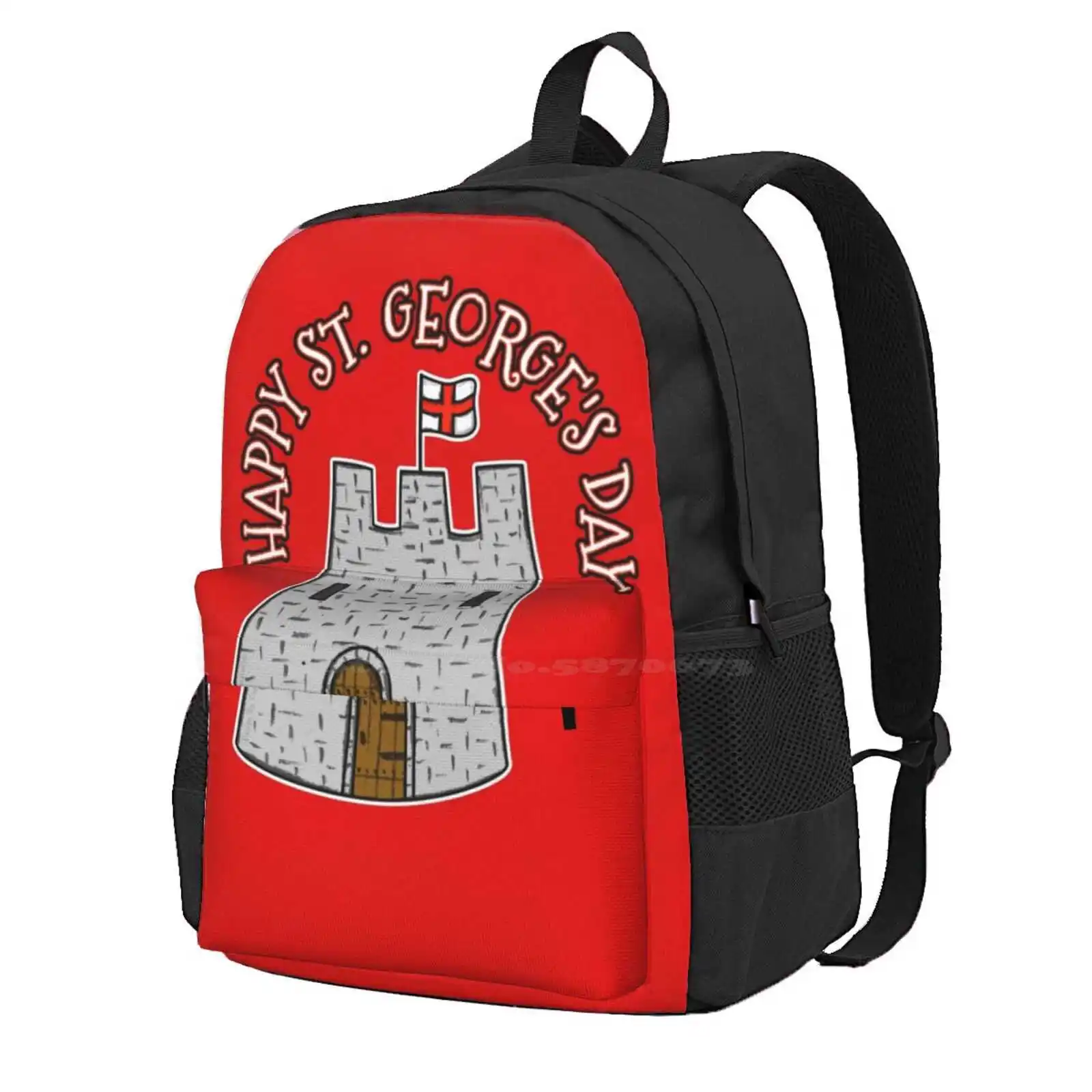 Happy St Georges Day Castle England Flag Hot Sale Schoolbag Backpack Fashion Bags Happy St Georges Day Castle England Flag St