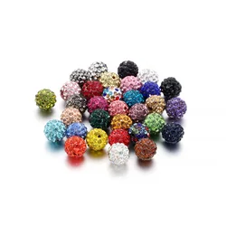 10Pcs/Lot 10mm Clay Inlaid Rhinestone Ball Beads Round Loose Spacer Bead for DIY Bracelet Necklace Making Supplies Accessories