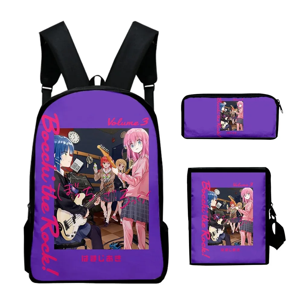 Harajuku bocchi backpack with 3d anime print,3pcs/set,for school,laptop,shoulder bag,case