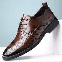 Chaussures Derby en cuir respirantes pour hommes, style estival, ajourées, à enfiler, confortables, antidérapantes, à semelle souple - SJ2501-1 1