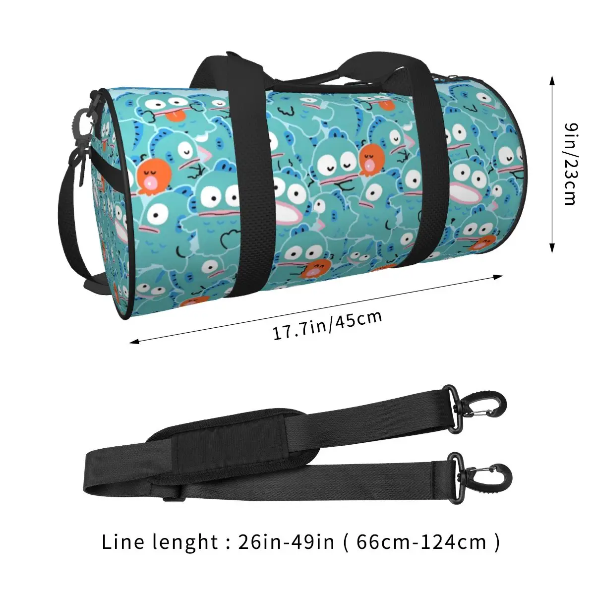 Bolsa de viaje Kawaii Hangyodon, bolsa de gimnasio fresca de dibujos animados, bolsas deportivas Oxford, bolso de moda de gran capacidad, bolsa de Fitness para hombre y mujer