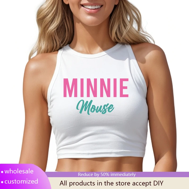 

DIY Design Summer stitch anime tank top Sleeveless Streetwear for Cool Girls customized Y2K Sexy Women's Crop Vest Disney Summer
