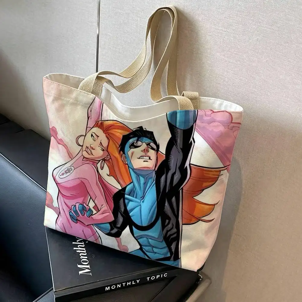 I-Invincible A-Atom Eve Print Canvas Tote Bag Handbag For Daily Shopping School Commute Casual Shoulder Bag